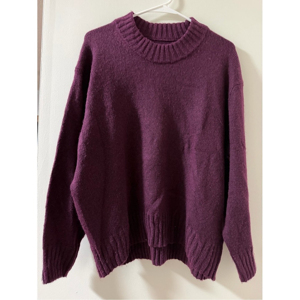 Sonoma Crewneck Sweater Women Medium Plum Excellent Ribbed Knit Pullover